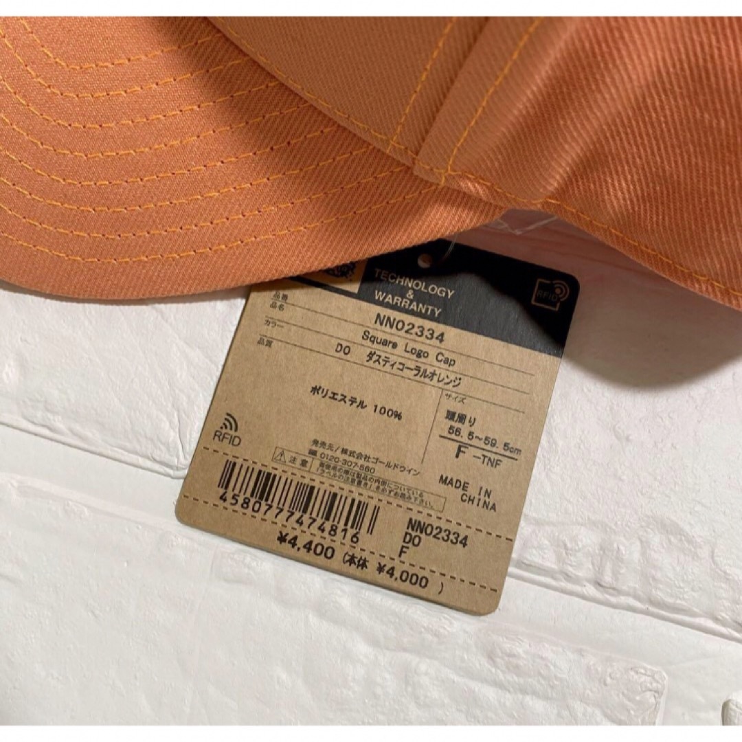 THE NORTH FACE(ザノースフェイス)のノースフェイス スクエアロゴキャップ オレンジ 新品 タグ付き レディースの帽子(キャップ)の商品写真