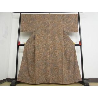 平和屋-こころ店■上質な小紋　切り嵌め花文　正絹　逸品　AAAD8497Bwt(着物)