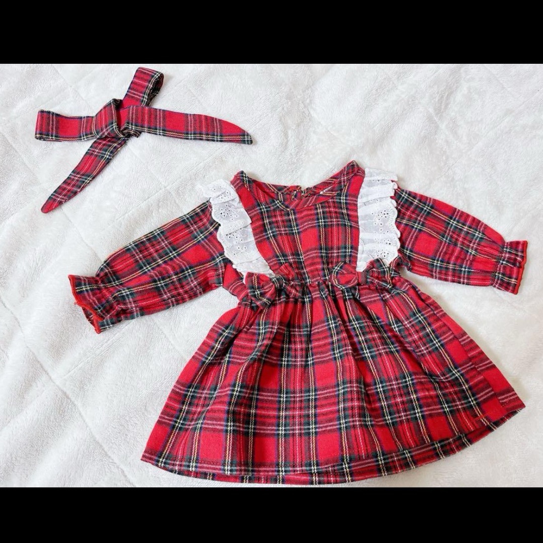 赤チェック ワンピース キッズ/ベビー/マタニティのベビー服(~85cm)(ワンピース)の商品写真