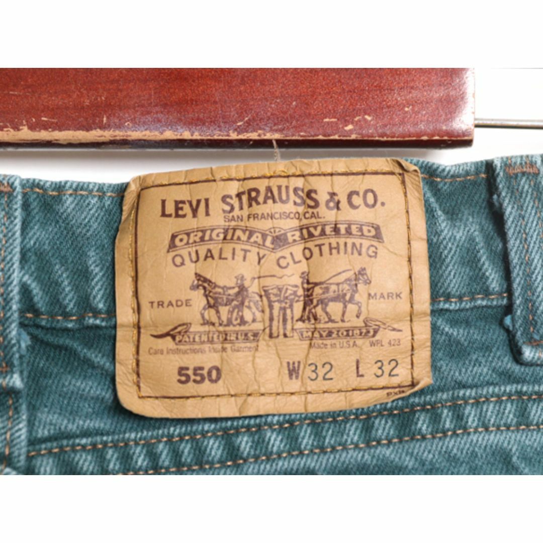 Levi's(リーバイス)の90s USA製 リーバイス 550 リラックス フィット テーパード カラー デニム パンツ メンズ 32 32 / 古着 Levis 90年代 ジーンズ 緑 ジーパン メンズのパンツ(デニム/ジーンズ)の商品写真