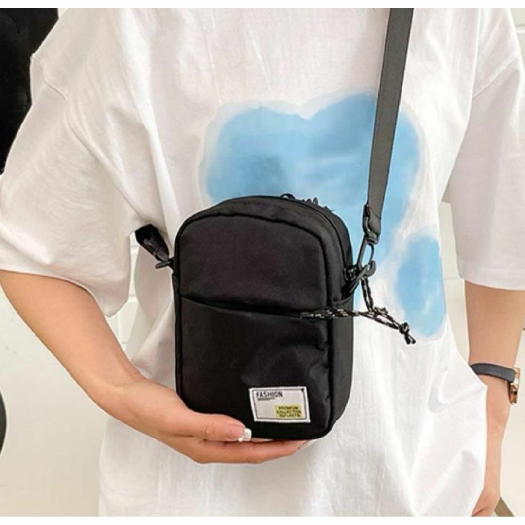 ミニ ショルダーバッグ 黒 レディース ポーチ コンパクト カジュアル ブラック メンズのバッグ(ショルダーバッグ)の商品写真