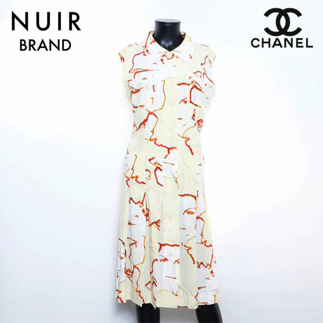 CHANEL - シャネル CHANEL 総柄 ノースリーブ ワンピース シルクの通販 CHANEL - シャネル CHANEL 総柄 ノースリーブ ワンピース シルクの通販
