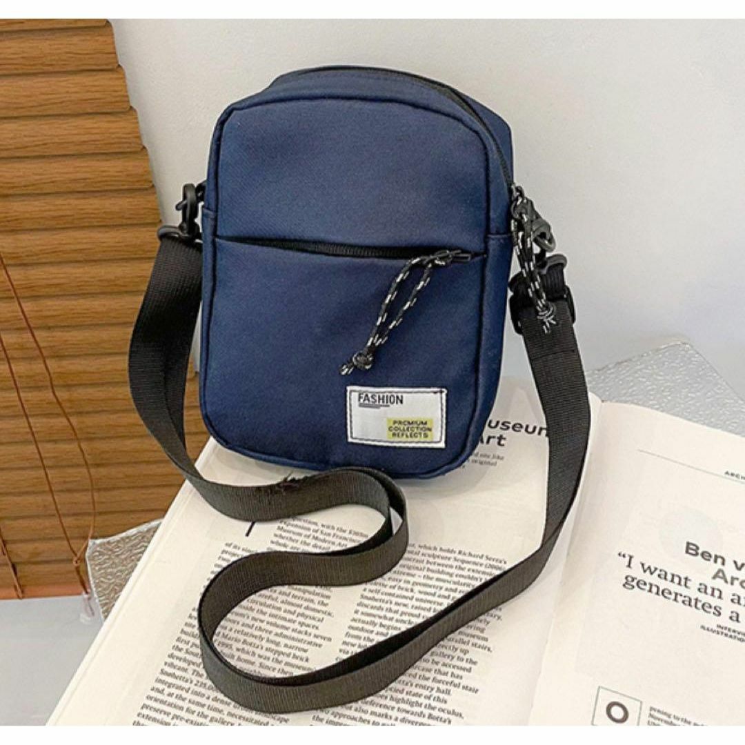 ミニ ショルダーバッグ 紺 レディース ポーチ コンパクト カジュアル ネイビー メンズのバッグ(ショルダーバッグ)の商品写真