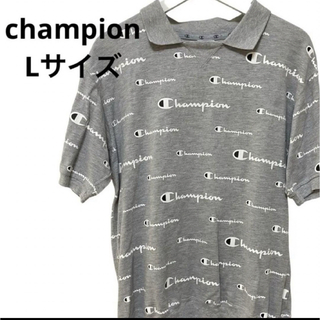 チャンピオン(Champion)のチャンピオン　ゴルフウェア　襟付 半袖Tシャツ 総柄 グレー LARGE メンズ(シャツ)