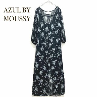 AZUL by moussy - アズールバイマウジー【M】ロング丈　カーディガン　花柄　総柄　透け感　袖口ゴム