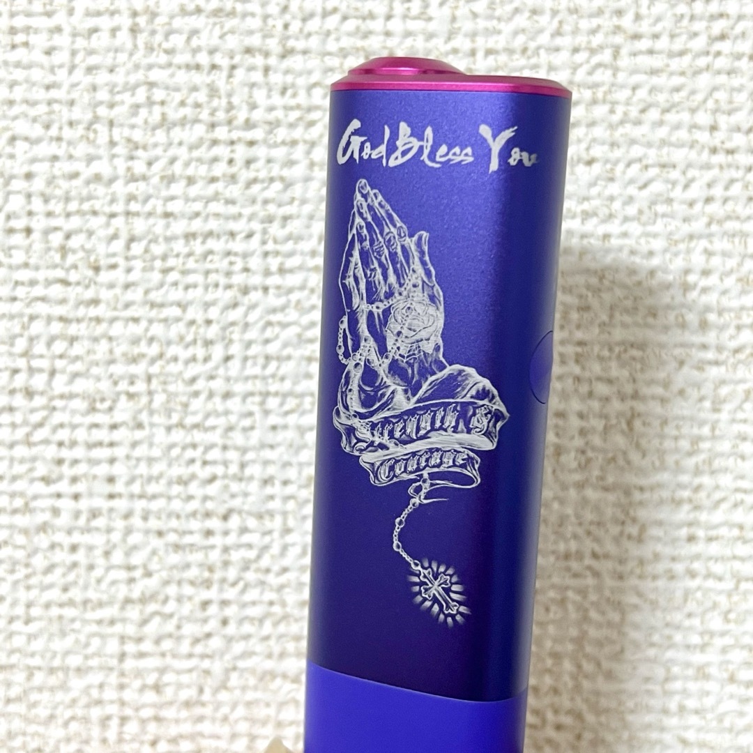 iQOS ILUMAONE イルマワン レーザー加工 祈り手 聖書 ロザリオ 紫 メンズのファッション小物(タバコグッズ)の商品写真