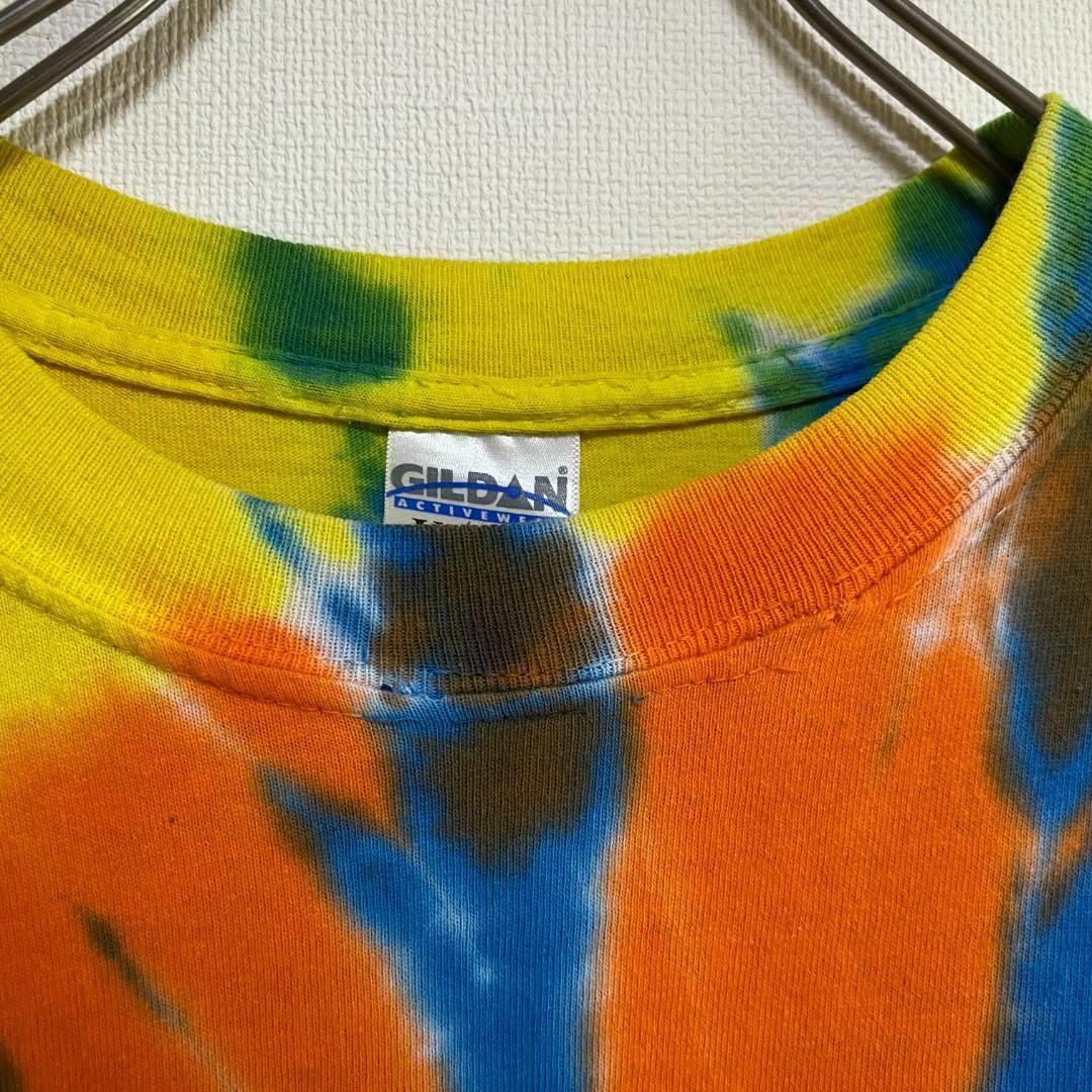 GILDAN(ギルタン)のアメリカ古着　タイダイ　スパイラル　星条旗　刺繍　半袖　Tシャツ　I313 メンズのトップス(Tシャツ/カットソー(半袖/袖なし))の商品写真