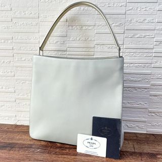 プラダ(PRADA)の美品 プラダ レザー ステンレス 金属 ワン ショルダー ハンド トート バッグ(ハンドバッグ)