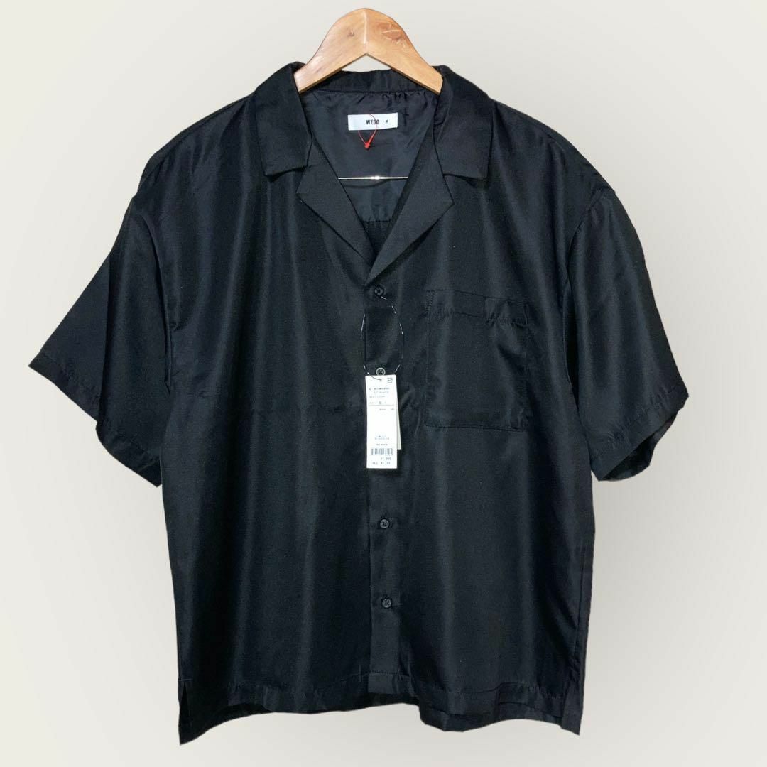 WEGO(ウィゴー)のタグ付　WEGO　ウィゴー　半袖 開襟シャツ 黒　Mサイズ　未使用　ブラック レディースのトップス(シャツ/ブラウス(半袖/袖なし))の商品写真