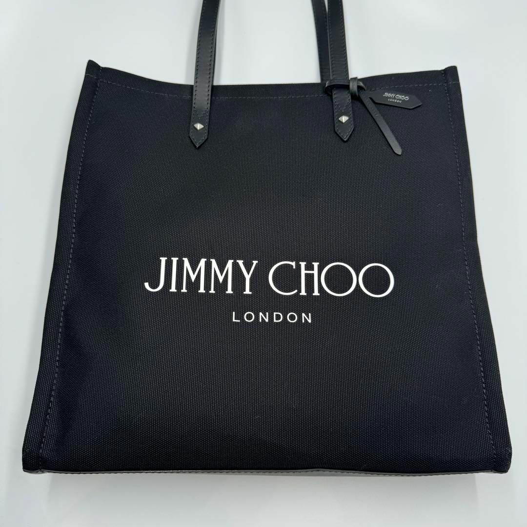 JIMMY CHOO(ジミーチュウ)の未使用 即完売 ジミーチュウ トートバッグ ロゴトート レザー キャンバス 黒 レディースのバッグ(トートバッグ)の商品写真