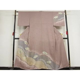 平和屋-こころ店■訪問着　絞り　地紙枝花文　金糸　金彩　正絹　逸品　AAAC0756Abr(着物)