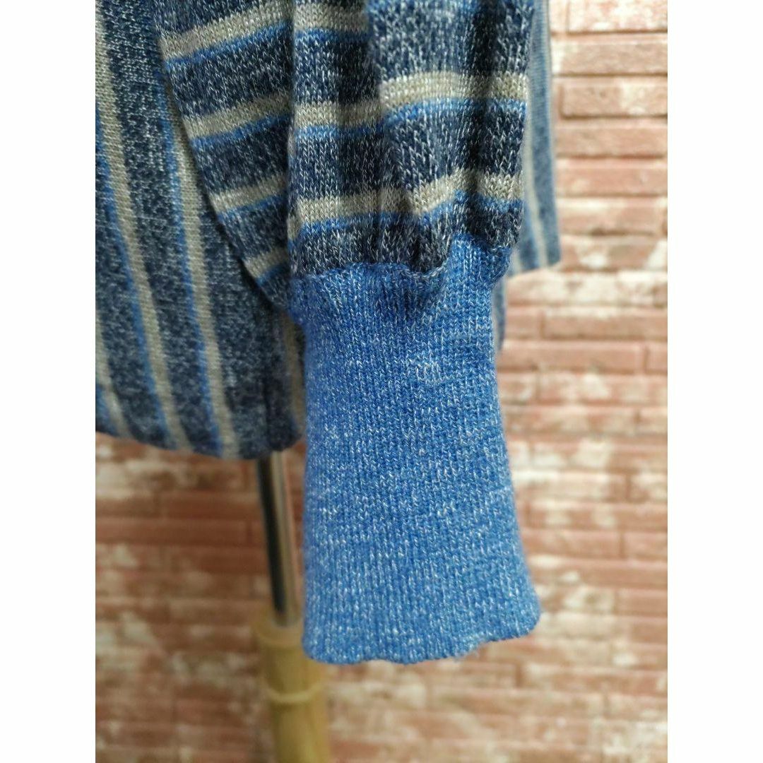 chocol raffine robe(ショコラフィネローブ)のショコラフィネローブ ストライプ柄 クルーネック 長袖セーター ブルー  レディースのトップス(ニット/セーター)の商品写真