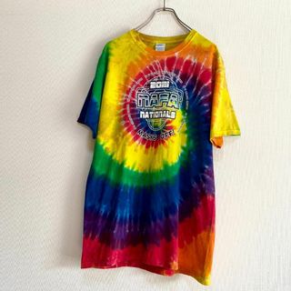 アメリカ古着　半袖　Tシャツ　タイダイ　スパイラル　プリント　カラフル　I327(Tシャツ/カットソー(半袖/袖なし))