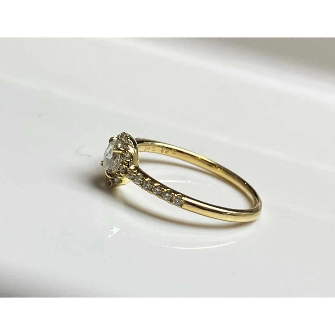 K18YG ダイヤ0.23ct 0.12ct リング #8 指輪 ジュエリー 金 レディースのアクセサリー(リング(指輪))の商品写真