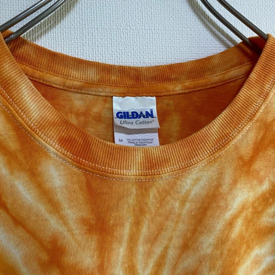 GILDAN(ギルタン)のアメリカ古着　半袖　Tシャツ　タイダイ　スパイラル　オレンジ　一点物　I333 メンズのトップス(Tシャツ/カットソー(半袖/袖なし))の商品写真