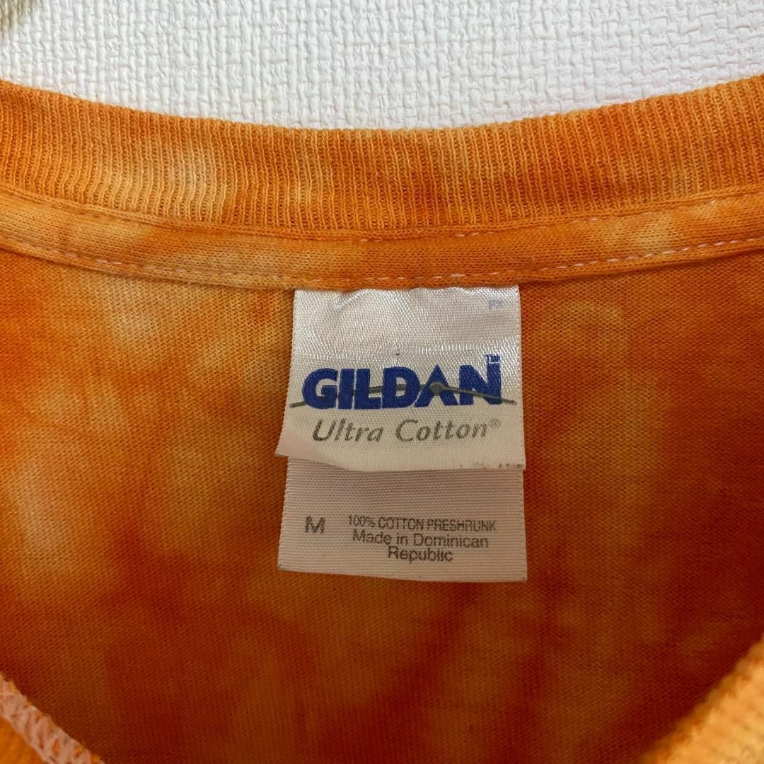 GILDAN(ギルタン)のアメリカ古着　半袖　Tシャツ　タイダイ　スパイラル　オレンジ　一点物　I333 メンズのトップス(Tシャツ/カットソー(半袖/袖なし))の商品写真