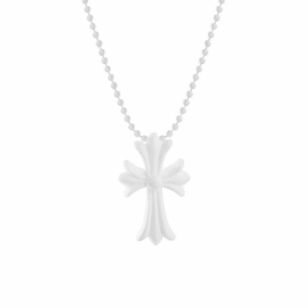 【ホワイト】シリコンネックレス　クロス ネックレス 十字架 ラバー シリコン メンズのアクセサリー(ネックレス)の商品写真