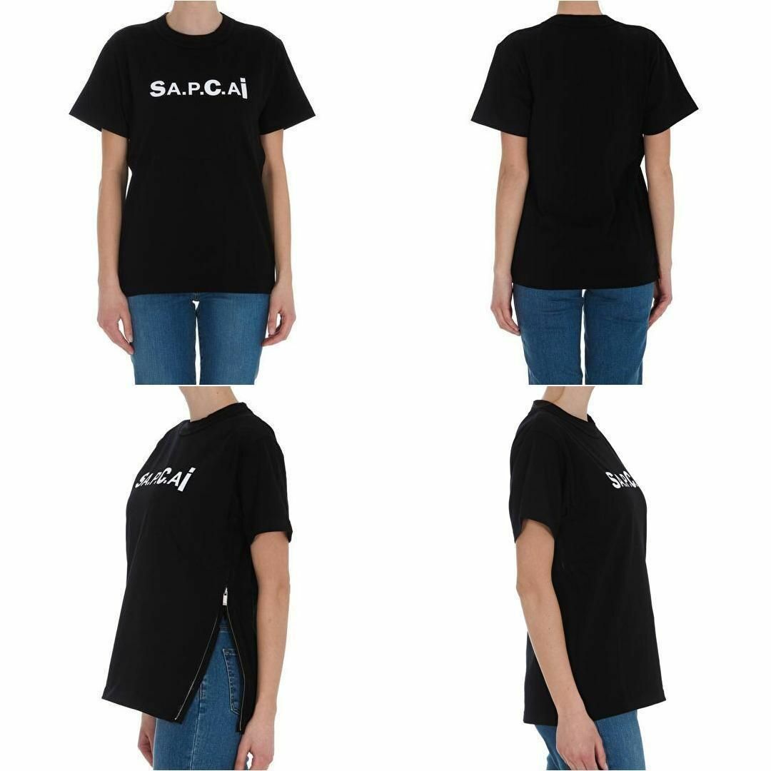 sacai(サカイ)の【A.P.C.× SACAI 】ロゴ Tシャツ 　黒 　サイドジップ 　KIYO メンズのトップス(Tシャツ/カットソー(半袖/袖なし))の商品写真