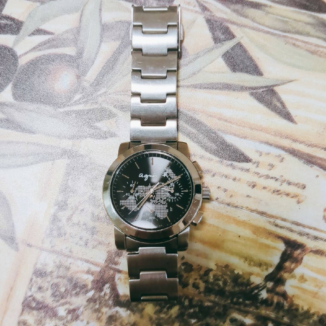 agnes b.(アニエスベー)の【稼働品】agnes.b アニエス・ベー V654-0AF0 世界地図 腕時計 メンズの時計(腕時計(アナログ))の商品写真