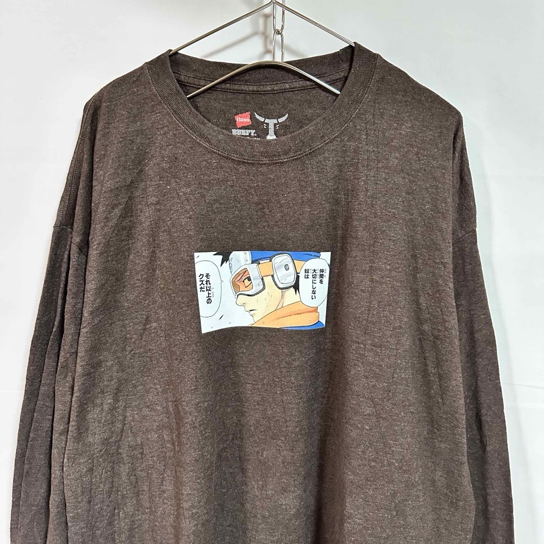 Hanes(ヘインズ)の希少 古着 "Hanes BEEFY" アニメ プリント ロングTシャツ オビト メンズのトップス(Tシャツ/カットソー(七分/長袖))の商品写真