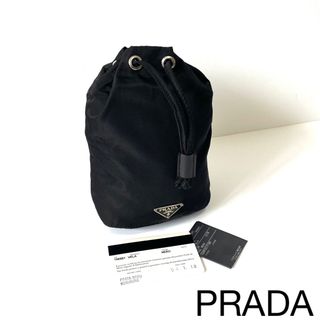 プラダ(PRADA)の【美品】PRADA プラダ  ポーチ　巾着　ハンドバッグ　ナイロン　黒(ハンドバッグ)