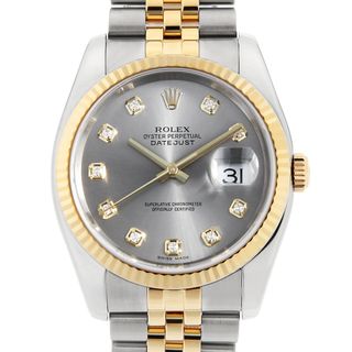 ロレックス(ROLEX)のロレックス デイトジャスト 10Pダイヤ 116233G グレー F番 メンズ 中古 腕時計(腕時計(アナログ))