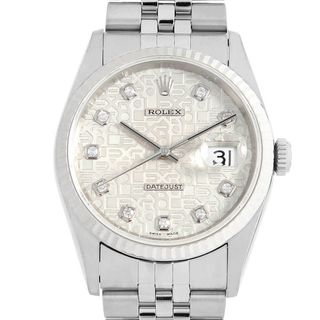 ロレックス(ROLEX)のロレックス デイトジャスト 10Pダイヤ 16234G シルバー 彫りコンピューター T番 メンズ 中古 腕時計(腕時計(アナログ))