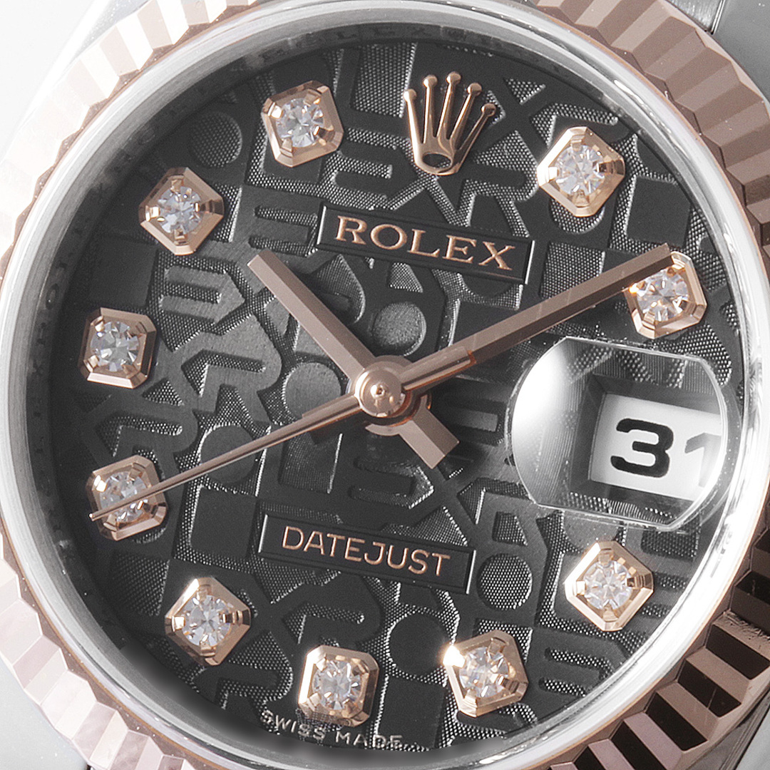 ROLEX(ロレックス)のロレックス デイトジャスト 10Pダイヤ 179171G ブラック 彫りコンピューター Z番 レディース 中古 腕時計 レディースのファッション小物(腕時計)の商品写真