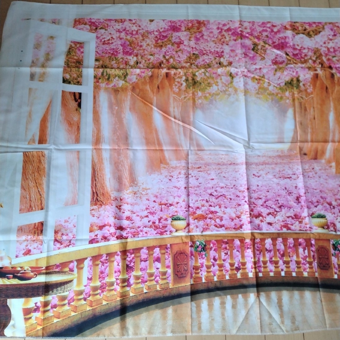 新品 背景布 タペストリー 桜のトンネル 風景 写真 撮影 インテリア エンタメ/ホビーの美術品/アンティーク(絵画/タペストリー)の商品写真