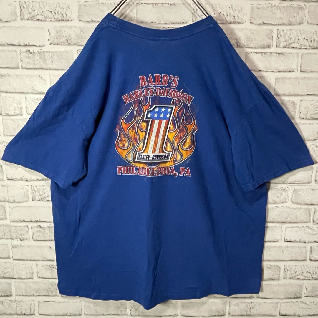 Harley Davidson(ハーレーダビッドソン)のUS古着⭐︎ハーレーダビッドソン ビッグシルエット Ｔシャツ ブルー 2XL メンズのトップス(Tシャツ/カットソー(半袖/袖なし))の商品写真