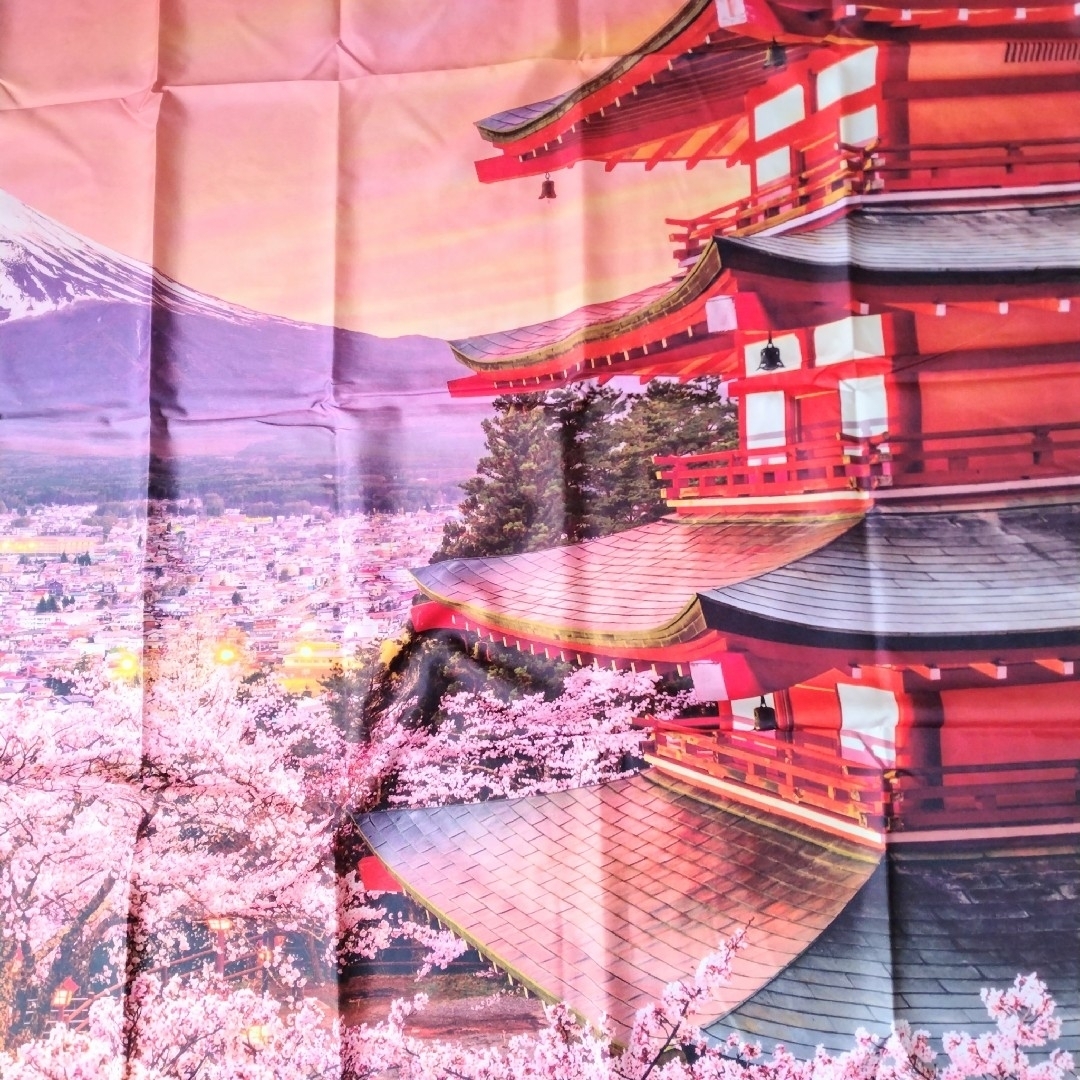 新品 背景布 タペストリー 桜と富士山 風景 写真 撮影 インテリア エンタメ/ホビーの美術品/アンティーク(絵画/タペストリー)の商品写真