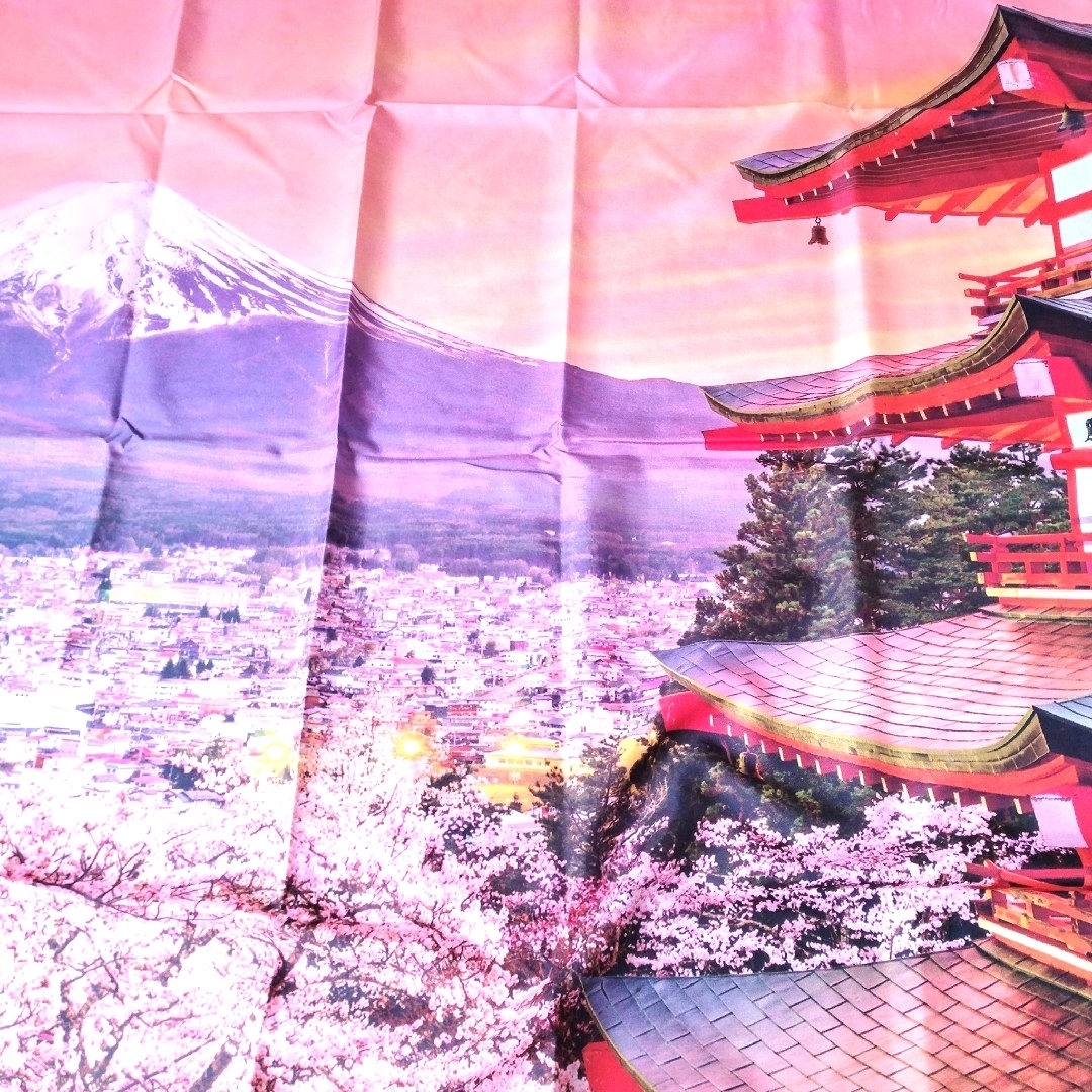 新品 背景布 タペストリー 桜と富士山 風景 写真 撮影 インテリア エンタメ/ホビーの美術品/アンティーク(絵画/タペストリー)の商品写真