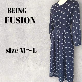 ☆☆BEING FUSION 花柄ワンピース　ブラック　M〜L(ロングワンピース/マキシワンピース)