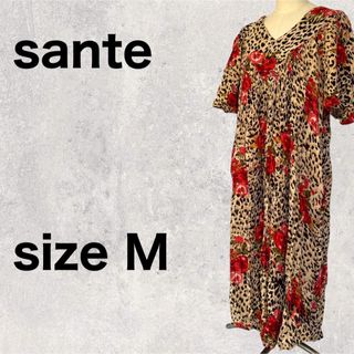 ☆☆ santeサンテ　ヒョウ柄　レオパードワンピース　M(ロングワンピース/マキシワンピース)