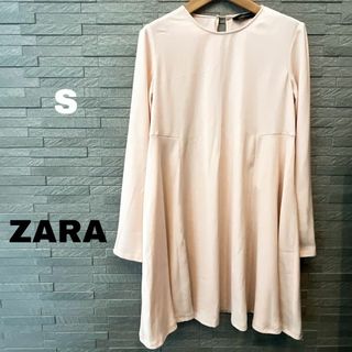 ZARA - ザラZARA シンプル ノーマル 長袖 ワンピース 長袖ドレス ピンク 膝丈 S