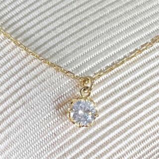 agete - agete　アガット　透かし台座　ダイヤネックレス K18 0.1ct