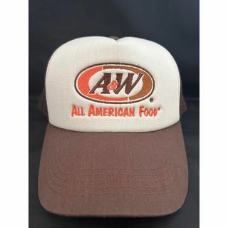 A&W ロゴ メッシュキャップ スナップバック ブラウン(キャップ)