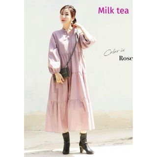 Milk tea　ミルクティー　マタニティ　ティアードワンピース　ピンク　授乳服