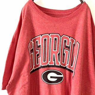 ラッセル ジョージア GEORGIA Tシャツ 2XL レッド 赤 古着(Tシャツ/カットソー(半袖/袖なし))