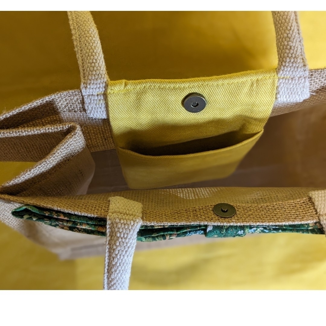 MUJI (無印良品)(ムジルシリョウヒン)の◎ジュートバック◎ハンドメイド　リボン　KOKKA 無印良品 ハンドメイドのファッション小物(バッグ)の商品写真