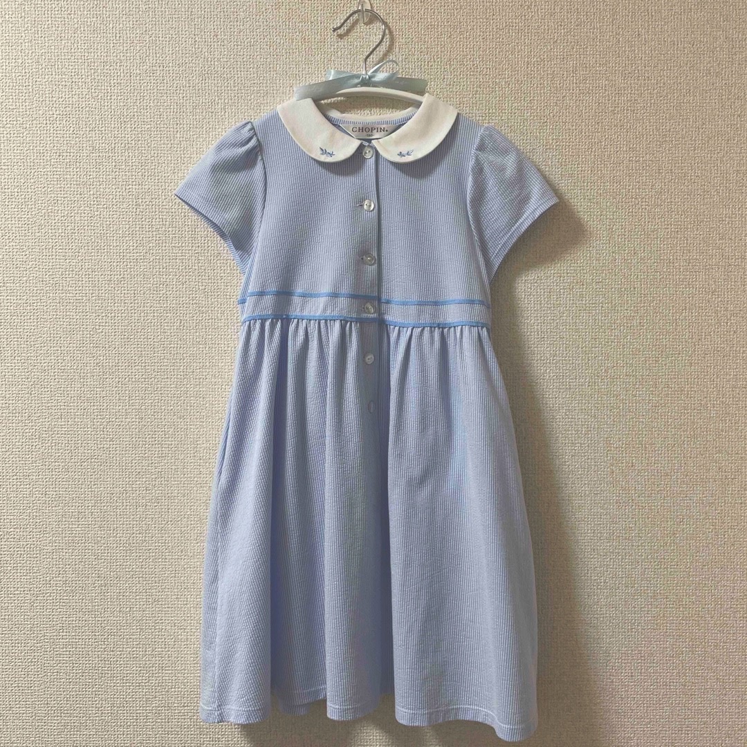 CHOPIN(ショパン)のショパン　半袖　ワンピース　水色　120 キッズ/ベビー/マタニティのキッズ服女の子用(90cm~)(ワンピース)の商品写真