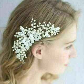 シルバー　ヘッドドレス　ブライダル　結婚式　ヘアアクセサリー　髪飾り　花柄　和装