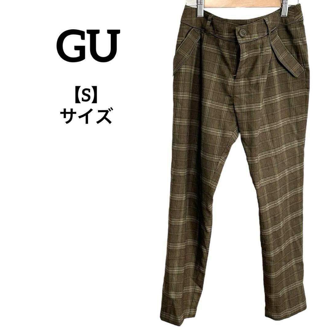 GU(ジーユー)のH26 GU ジーユー カジュアル パンツ チェック 茶 S ウエスト60 レディースのパンツ(カジュアルパンツ)の商品写真