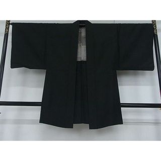 平和屋-こころ店■男性　羽織　紬地　黒地　正絹　逸品　AAAD2324Agk(着物)