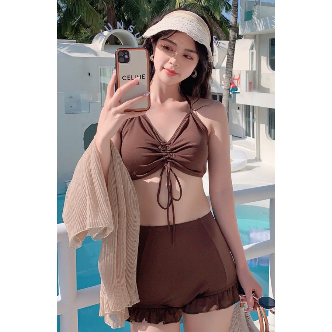 水着 ラッシュガード ビキニ レディース 体型カバー セパレート 新品　ブラウン レディースの水着/浴衣(水着)の商品写真