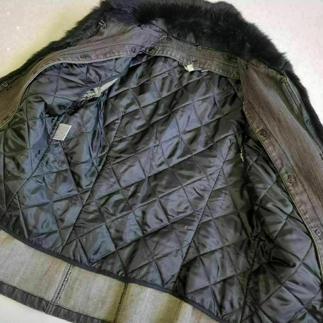LAURA ASHLEY(ローラアシュレイ)のローラアシュレイ　ライナー付き　ファー襟　デニムジャケット　グレー　11　秋冬 レディースのジャケット/アウター(Gジャン/デニムジャケット)の商品写真