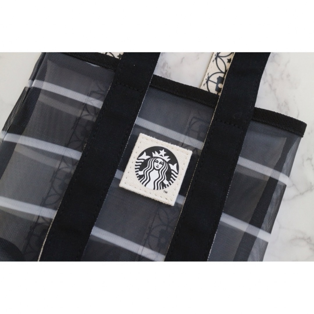 Starbucks(スターバックス)の【新品】台湾スターバックス ドリンクバッグ 漁師網 ブラック メッシュ レディースのバッグ(ハンドバッグ)の商品写真