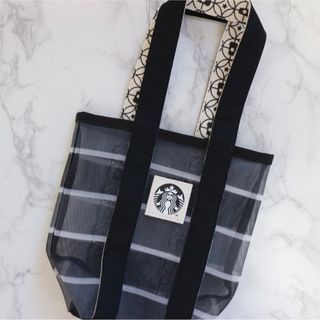 スターバックス(Starbucks)の【新品】台湾スターバックス ドリンクバッグ 漁師網 ブラック メッシュ(ハンドバッグ)