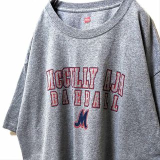 ヘインズ(Hanes)のヘインズ マックカリーAJAベースボール ロゴ Tシャツグレー灰色 XL古着(Tシャツ/カットソー(半袖/袖なし))