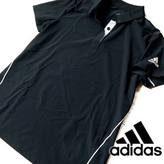 アディダス(adidas)の美品 M アディダス レディース 半袖ポロシャツ ブラック(ポロシャツ)